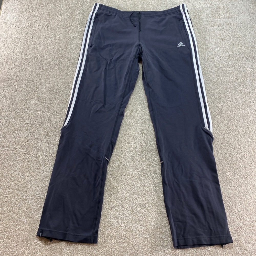 Adidas Track Pants Mens Medium Black Response 3-Stripe Running Athletic